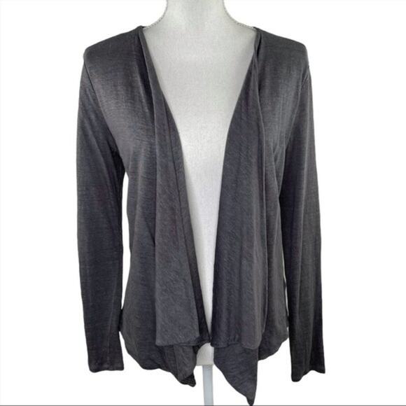 Artisan NY Fly Away Linen Cardigan Sweater Open Front Gray Lightweight Size L - Picture 3 of 8